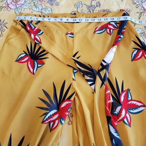 Soft Surroundings‎ floral wide leg palazzo pants fringed belt size XL - Picture 6 of 11